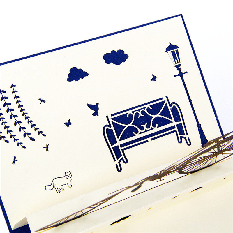 Navy Blue Bicycle Pop Up Card