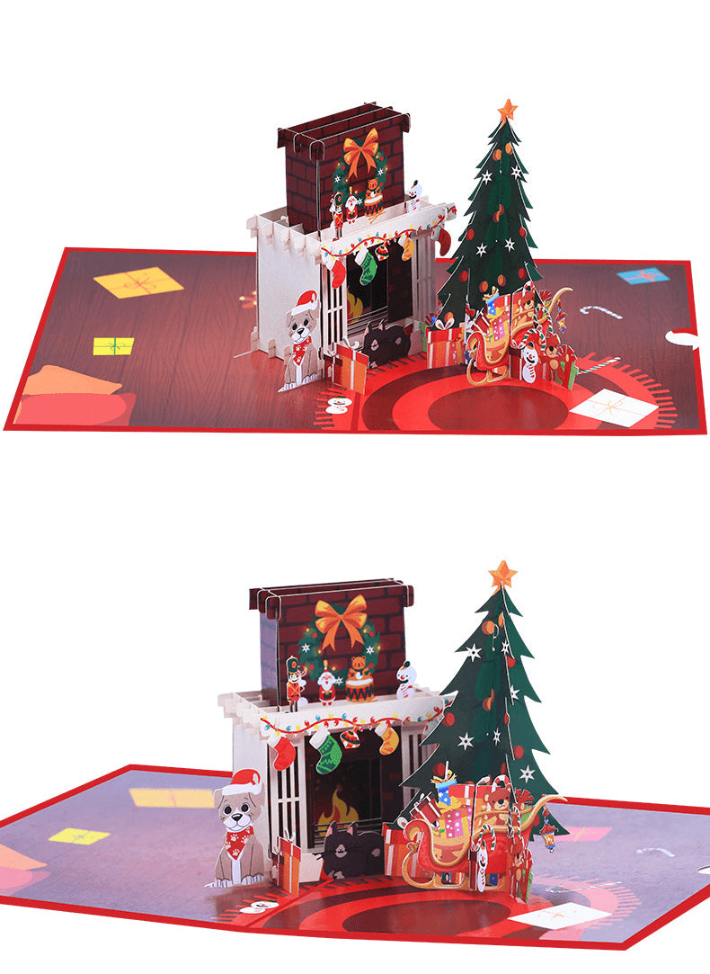 Christmas Pop Up Card with Fireplace | 3D Card