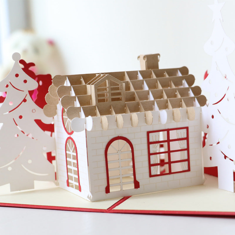 Christmas Pop Up Card | Snowy House | Hut | Xmas | 3D Card | Greeting Card