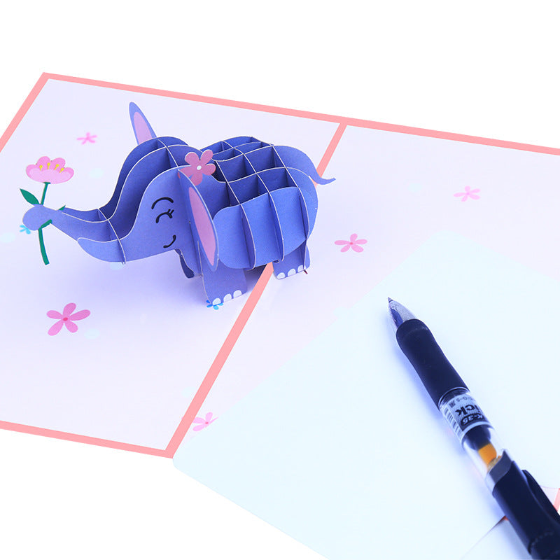 Little Elephant Pop Up Card | 3D Card | Baby Birthday | Greeting Card | Animal | 3 Styles