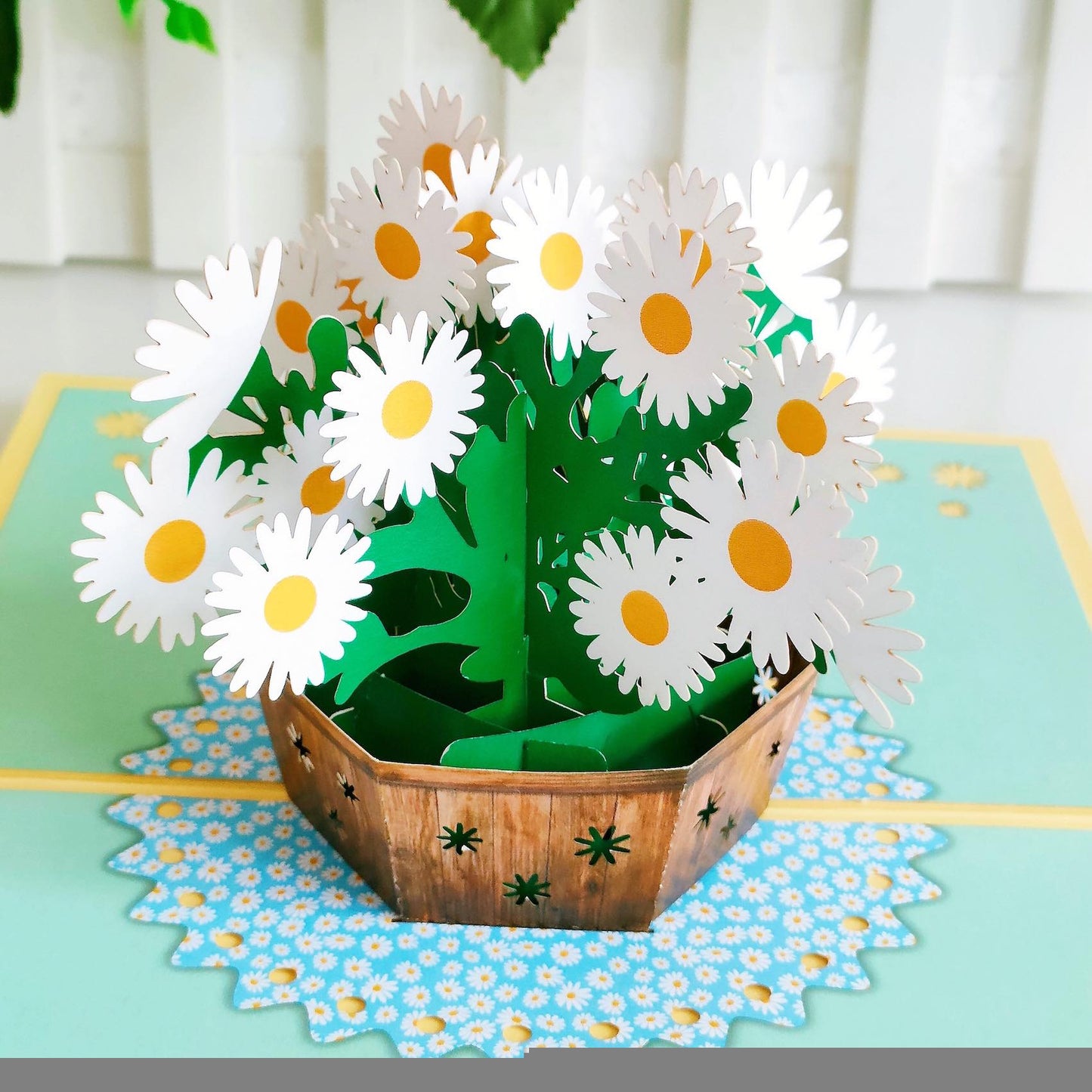 Best Wishes Pop Up Card | 3D Card | Greeting Card | White Daisies Bouquet
