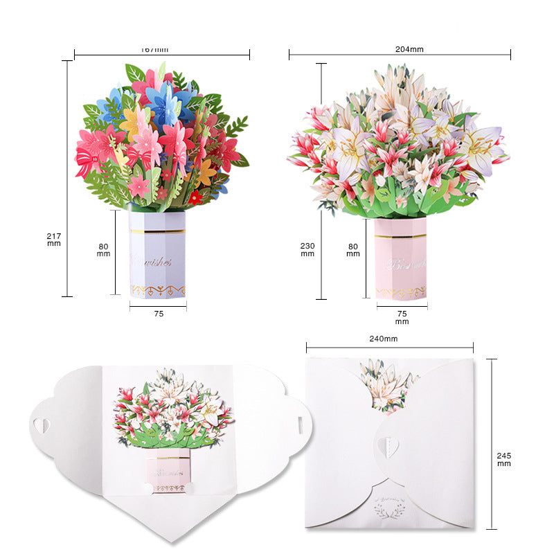 Colourful Standing Bouquet Pop Up Card - 4 Styles