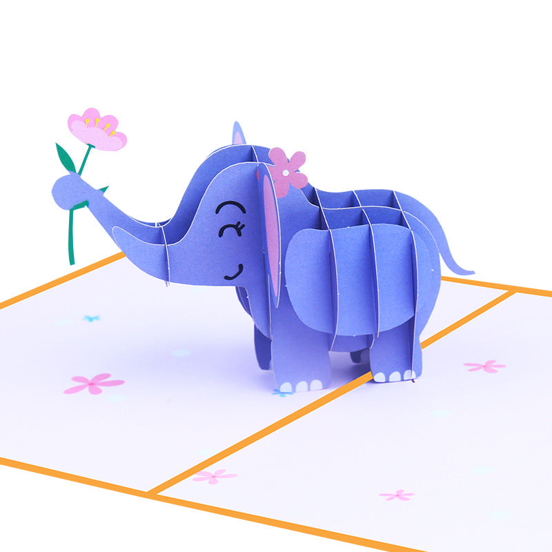 Little Elephant Pop Up Card | 3D Card | Baby Birthday | Greeting Card | Animal | 3 Styles