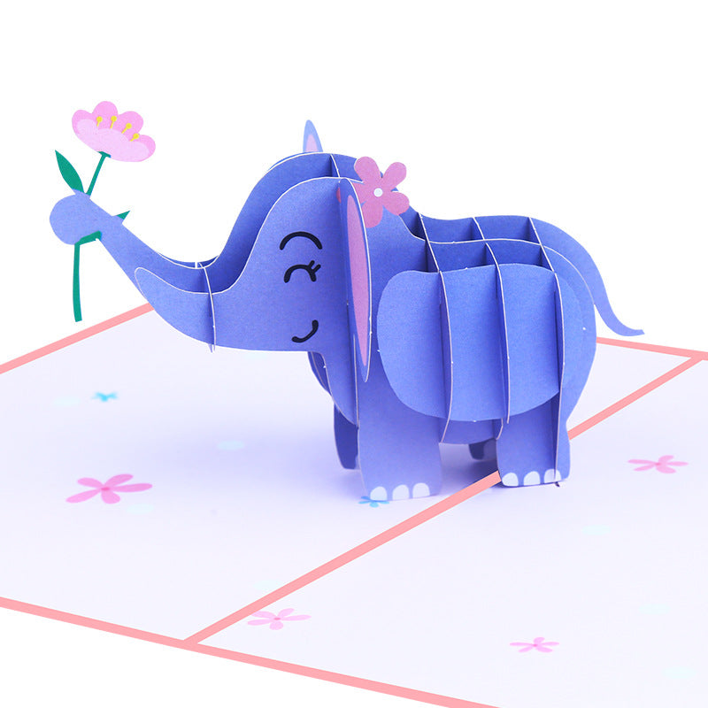 Little Elephant Pop Up Card | 3D Card | Baby Birthday | Greeting Card | Animal | 3 Styles