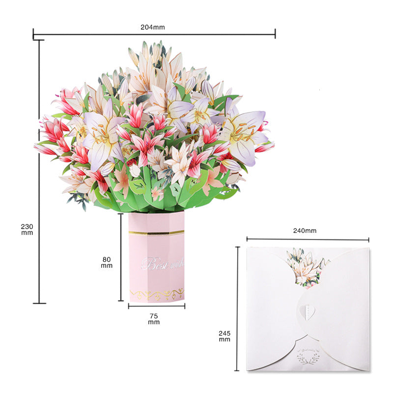 Colourful Standing Bouquet Pop Up Card - 4 Styles