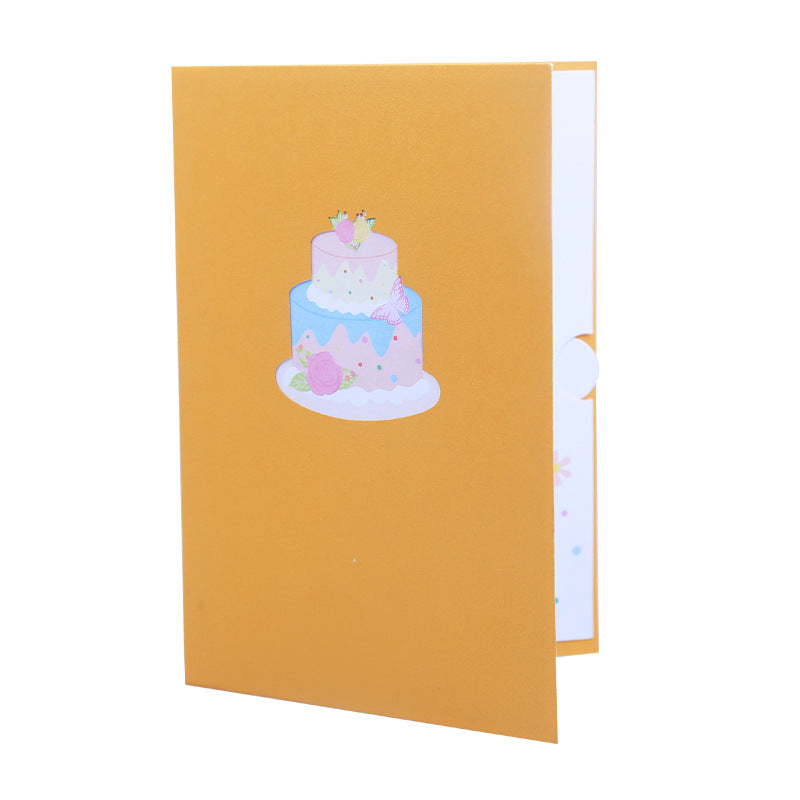 Birthday Cake with Butterflies Pop Up Card