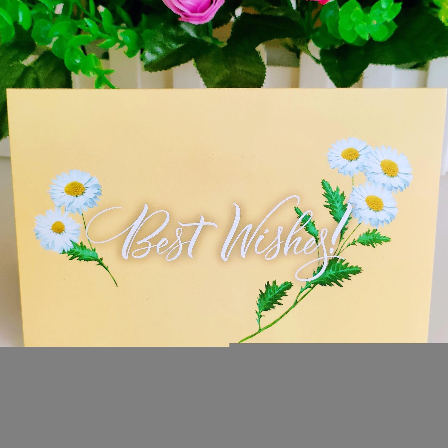 Best Wishes Pop Up Card | 3D Card | Greeting Card | White Daisies Bouquet