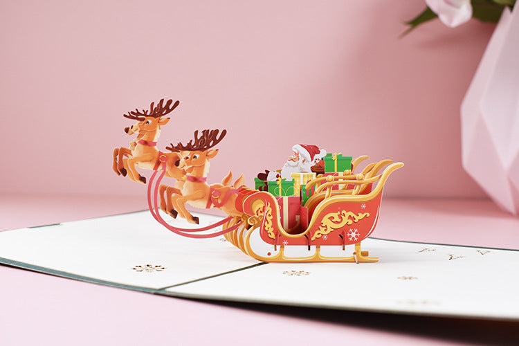 Christmas Pop Up Card - Santa in Sleigh
