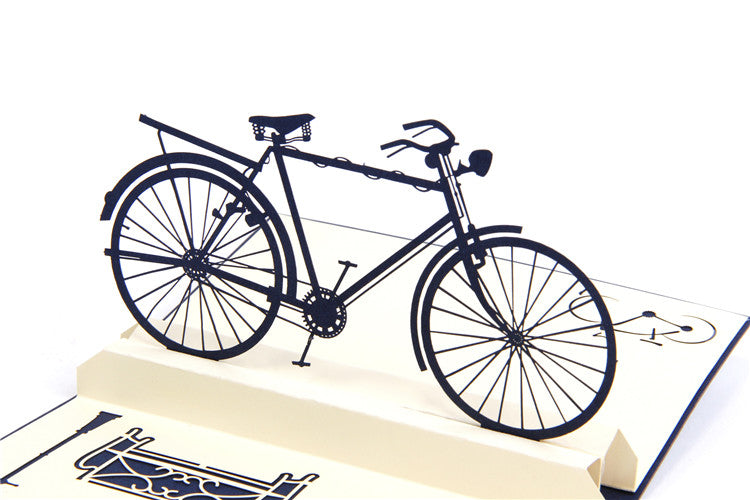 Navy Blue Bicycle Pop Up Card