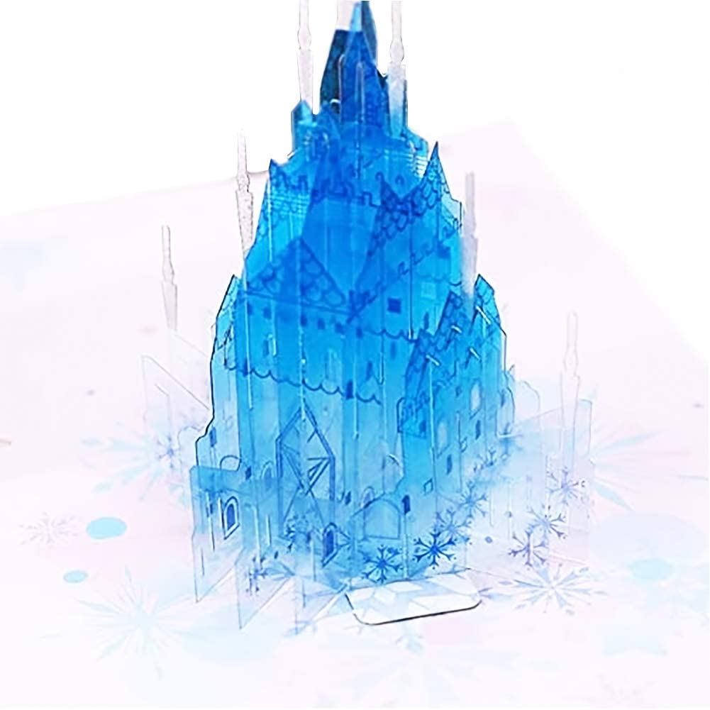 Blue Crystal Castle Pop Up Card - Best Wishes - Q&T 3D Cards and Envelopes