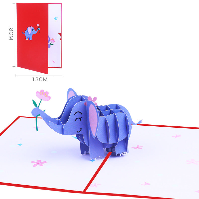 Little Elephant Pop Up Card | 3D Card | Baby Birthday | Greeting Card | Animal | 3 Styles