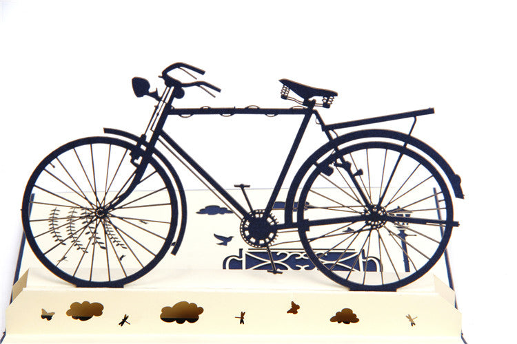 Navy Blue Bicycle Pop Up Card