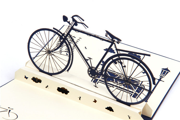 Navy Blue Bicycle Pop Up Card