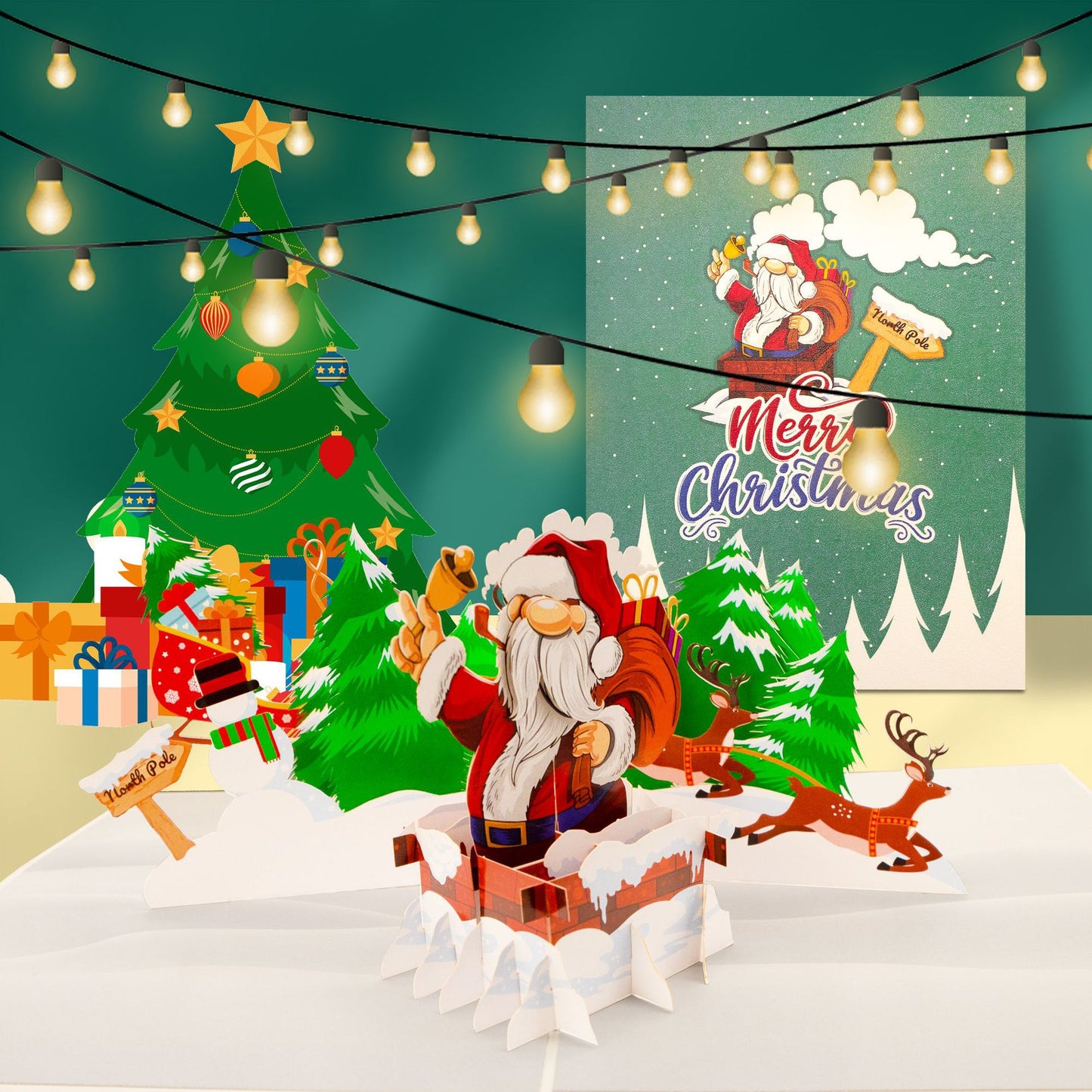 Merry Christmas Pop Up Card with Santa Claus