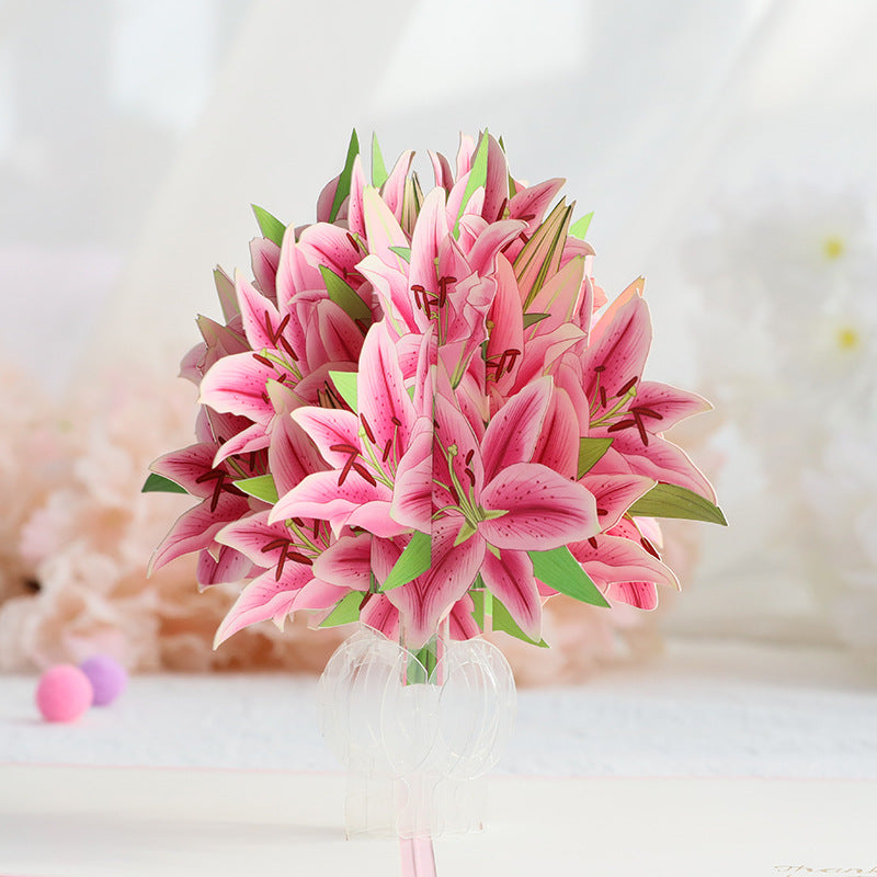 Pink Lilies Pop Up Card