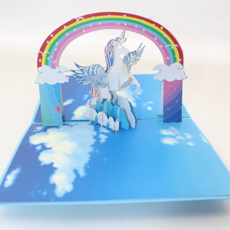 Blue Wings Unicorn Pop Up Card