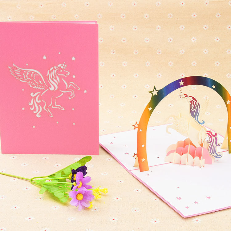 Pink Unicorn Pop Up Card