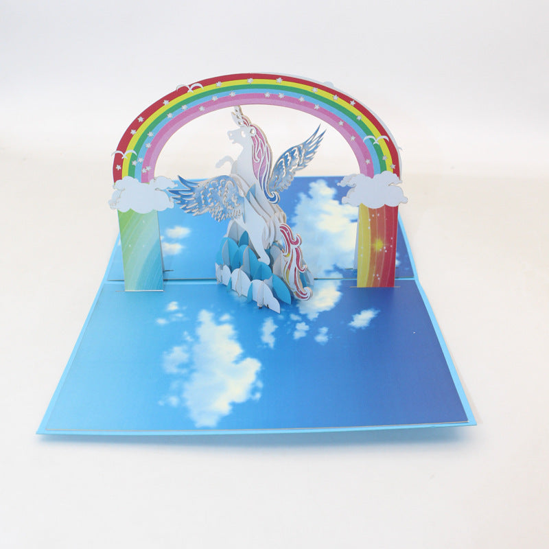 Blue Wings Unicorn Pop Up Card