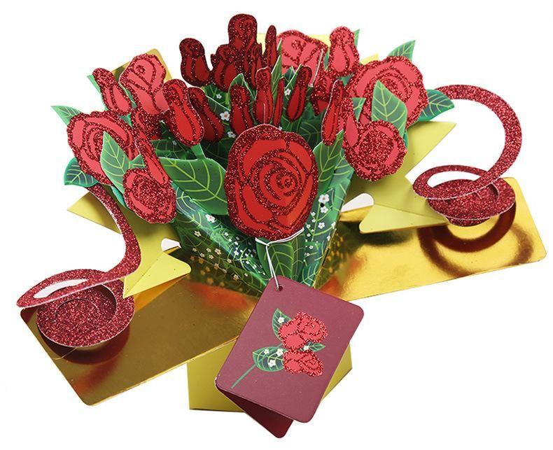 Bouquet of Roses Pop Up Card - Q&T 3D Cards and Envelopes
