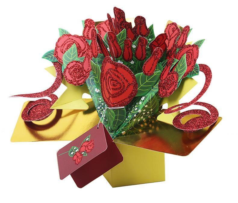 Bouquet of Roses Pop Up Card - Q&T 3D Cards and Envelopes