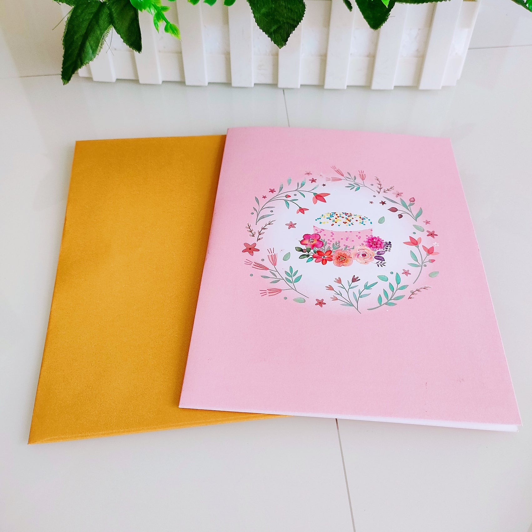 Colourful Birthday Cake Pop Up Card - 2 Styles - Pink or Blue