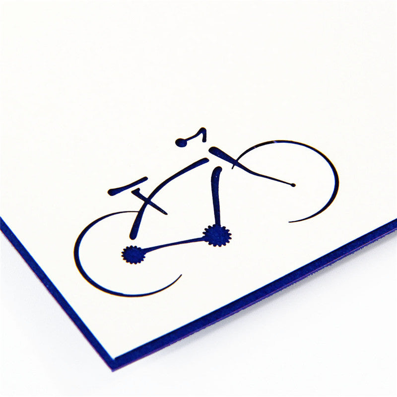 Navy Blue Bicycle Pop Up Card