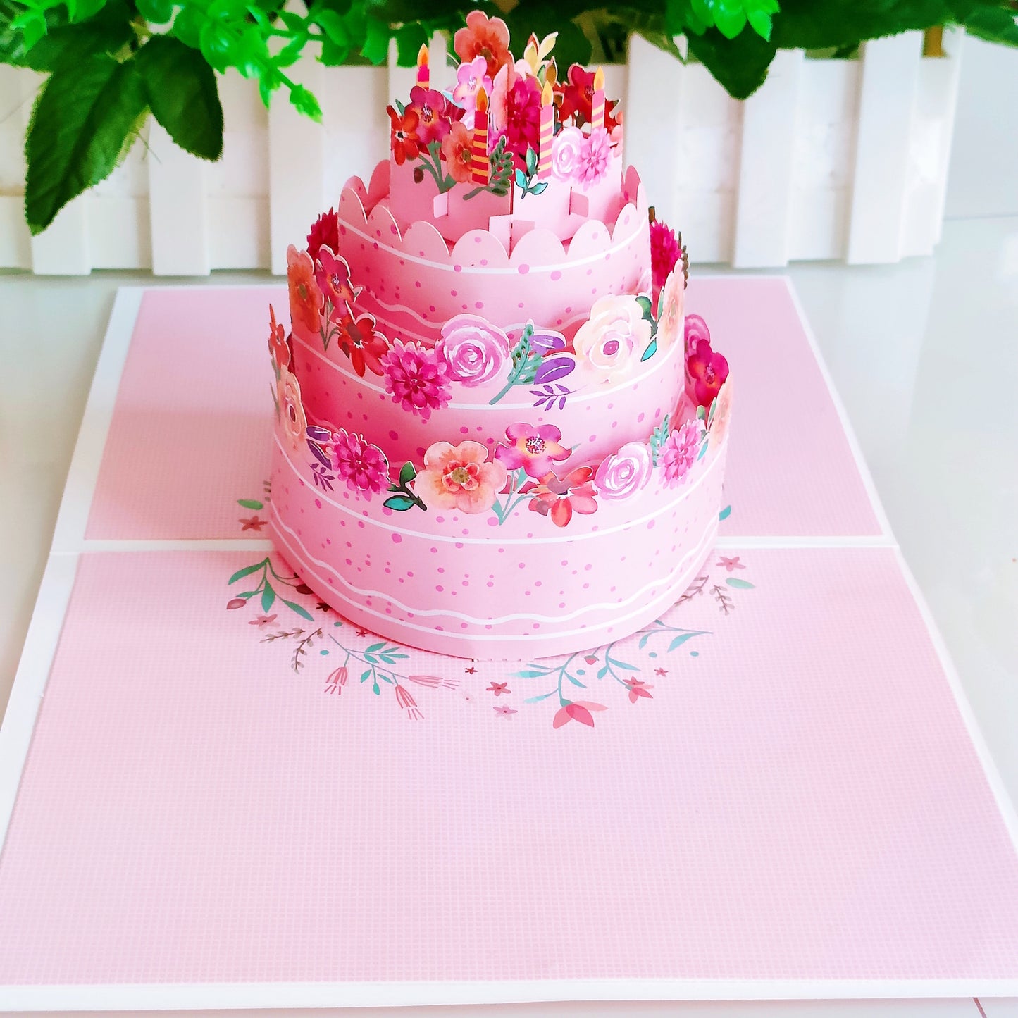 Colourful Birthday Cake Pop Up Card - 2 Styles - Pink or Blue
