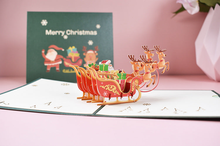 Christmas Pop Up Card - Santa in Sleigh