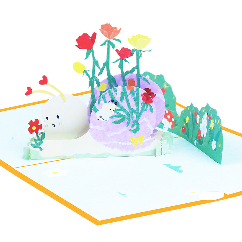 Baby Snail Pop Up Card | 3D Card | Birthday | First Birthday | Child Painiting Style