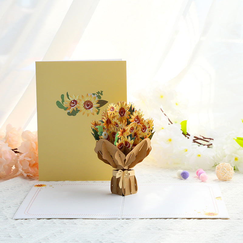 Sunflower Bouquet Pop Up Card - 2 Styles, Birthday, Wedding, Greeting Card | Valentines Day | Mothers Day | Gift