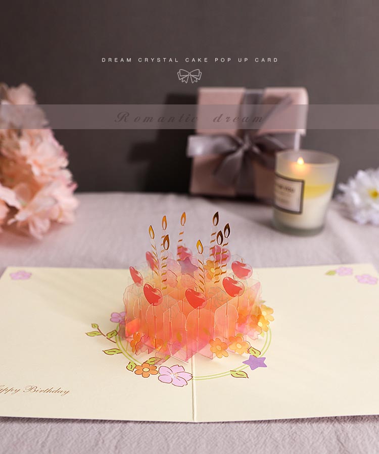 Orange Crystal Cake - Birthday Pop Up Card