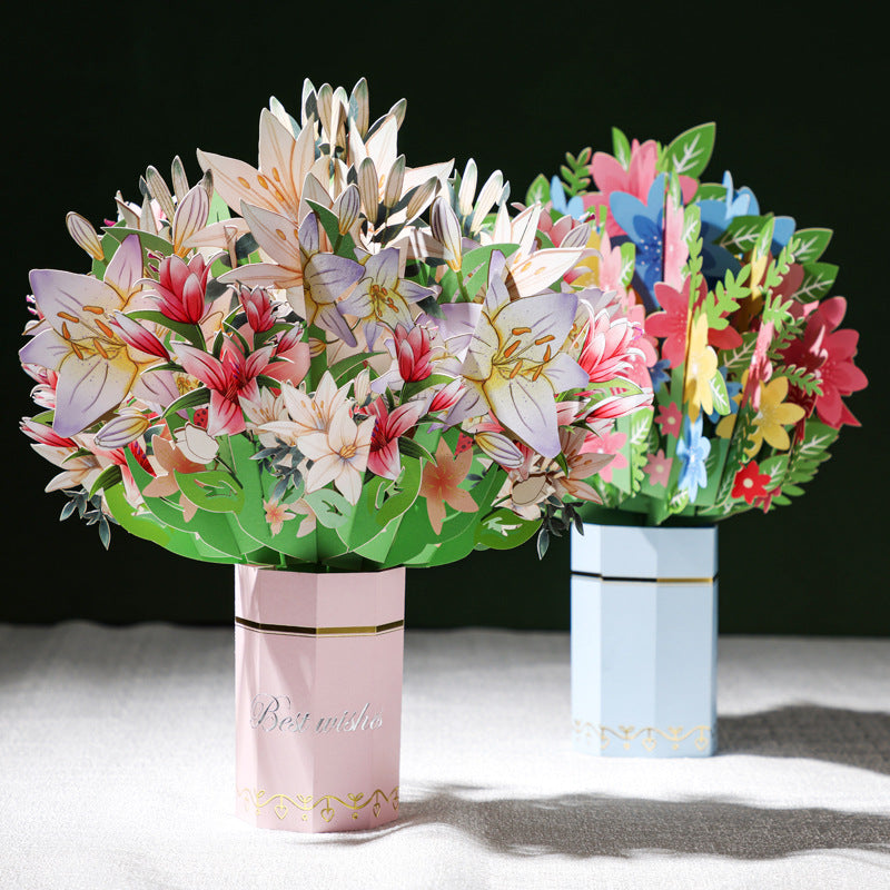 Colourful Standing Bouquet Pop Up Card - 4 Styles