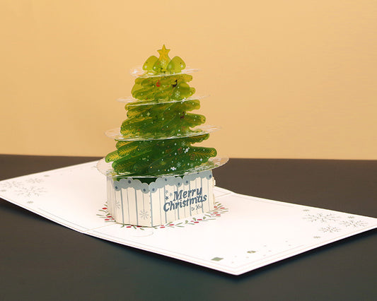 Green Crystal Christmas Tree Pop Up Card | Xmas | 3D Card | Greeting Card | PVC | Paper