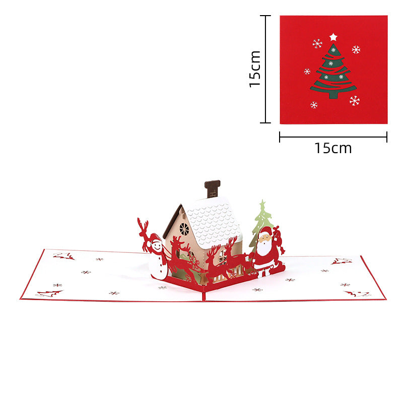 Christmas Pop Up Card | Snowy House | Hut | Xmas | 3D Card | Greeting Card | LED | Playing Jingle Bells Tune