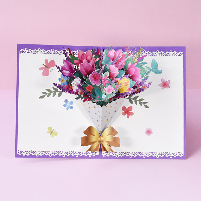 Mixed Flowers Bouquet Pop Up Card | 3D Card | Greeting Card | Birthday | Wedding | Leaving Do | Mothers Day | Gift