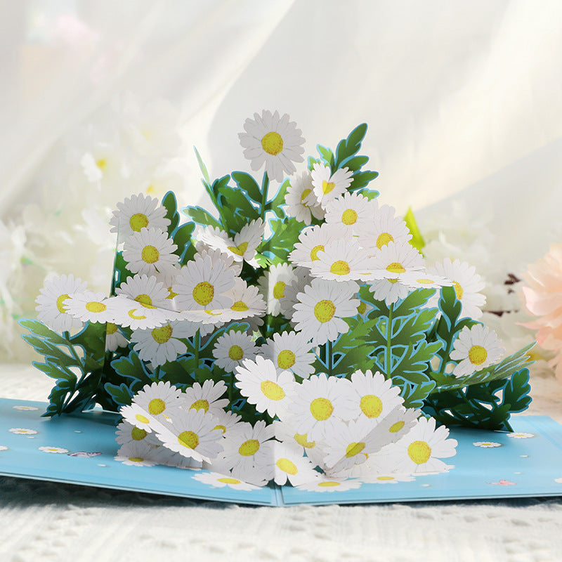 Daisy Bouquet Pop Up Card in Blue | 3D Card | Mothers Day Card