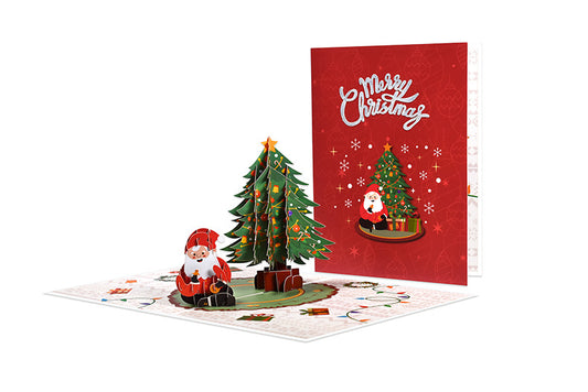 Merry Christmas Pop Up Card with Santa and Christmas Tree