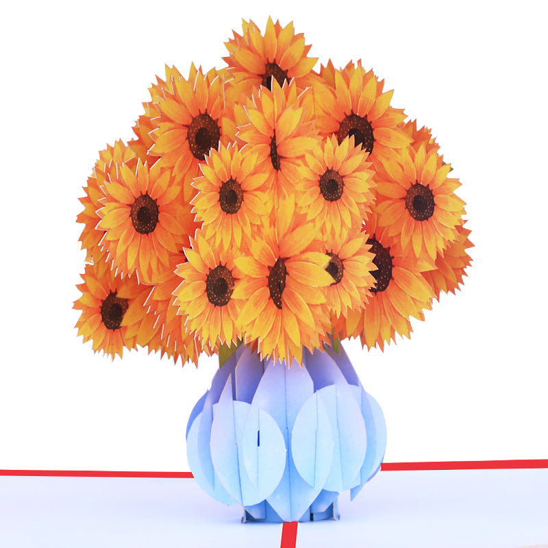 Sunflower Bouquet Pop Up Card, Birthday, Wedding, Greeting Card | Valentines Day Card