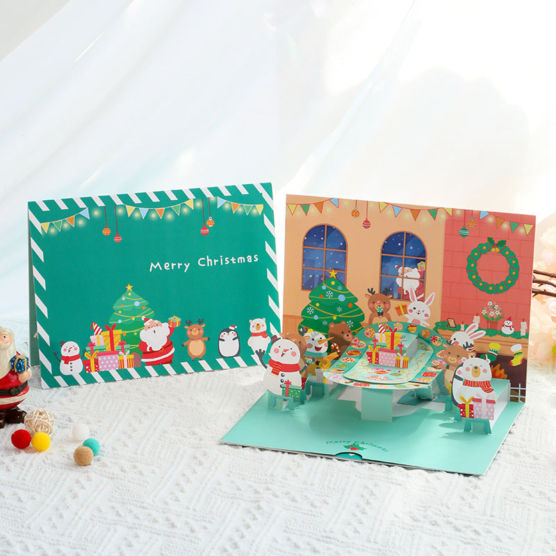 Christmas Pop Up Card | Christmas Party | 3D Card | Xmas | Animals | Supper | Children | Gift | Greeting Card