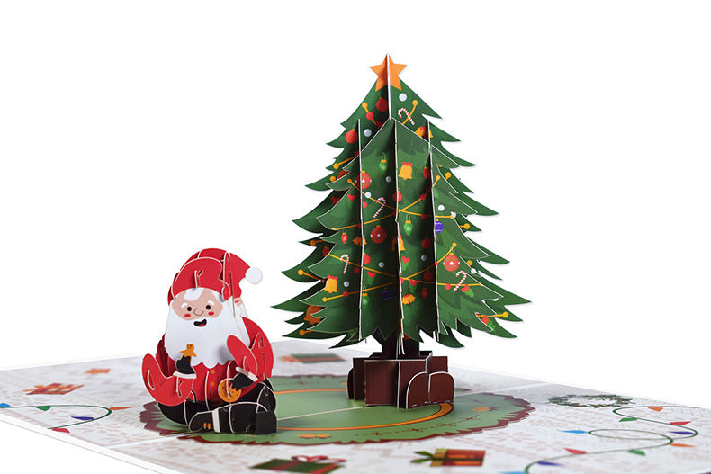 Merry Christmas Pop Up Card with Santa and Christmas Tree