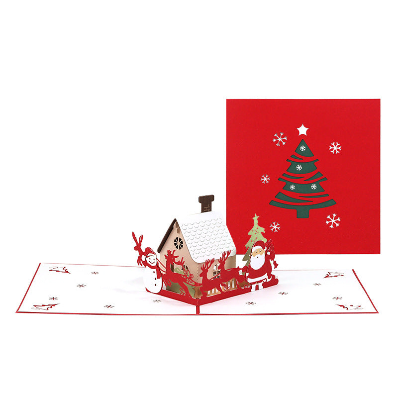 Christmas Pop Up Card | Snowy House | Hut | Xmas | 3D Card | Greeting Card | LED | Playing Jingle Bells Tune