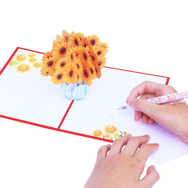 Sunflower Bouquet Pop Up Card, Birthday, Wedding, Greeting Card | Valentines Day Card