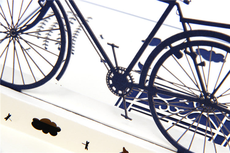 Navy Blue Bicycle Pop Up Card