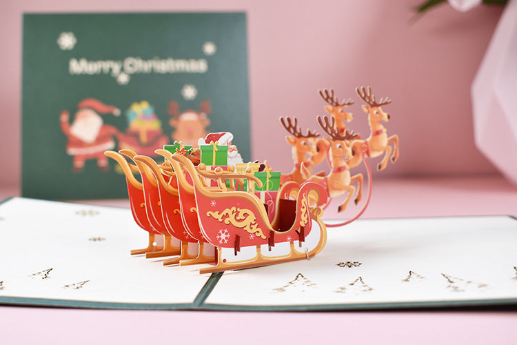 Christmas Pop Up Card - Santa in Sleigh