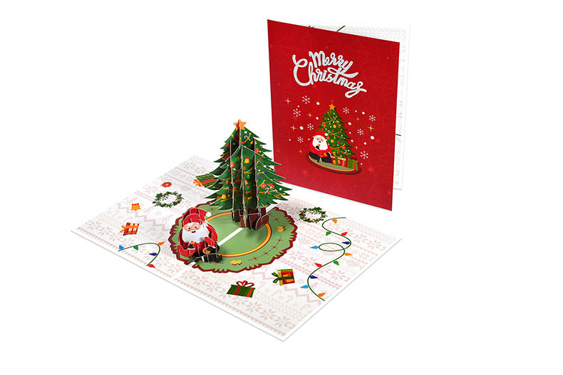 Merry Christmas Pop Up Card with Santa and Christmas Tree