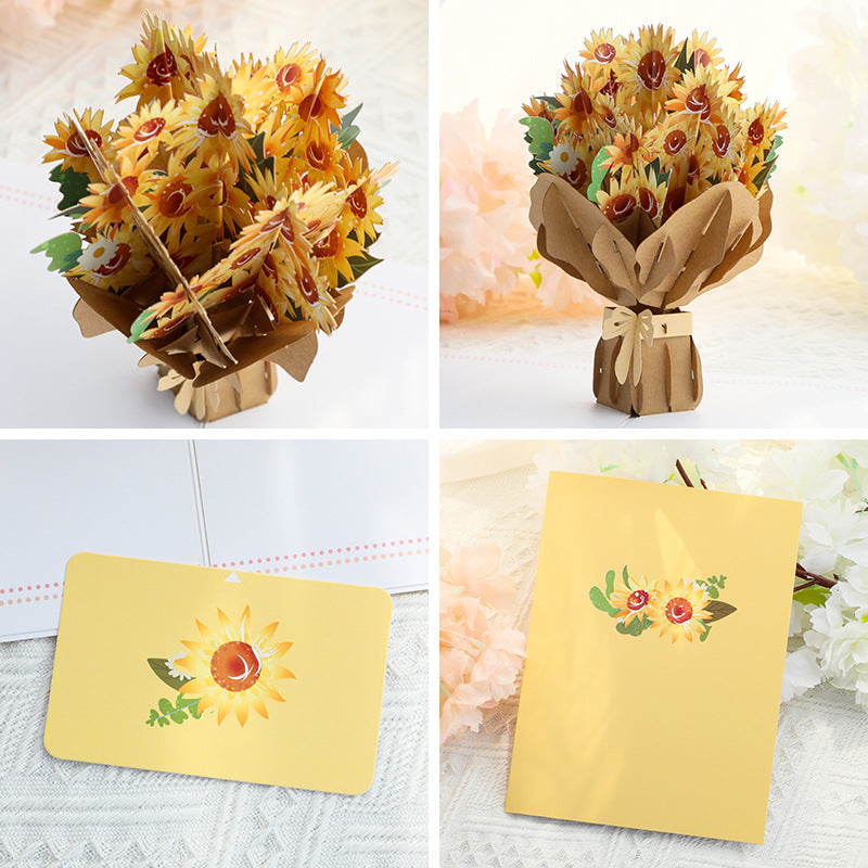 Sunflower Bouquet Pop Up Card - 2 Styles, Birthday, Wedding, Greeting Card | Valentines Day | Mothers Day | G