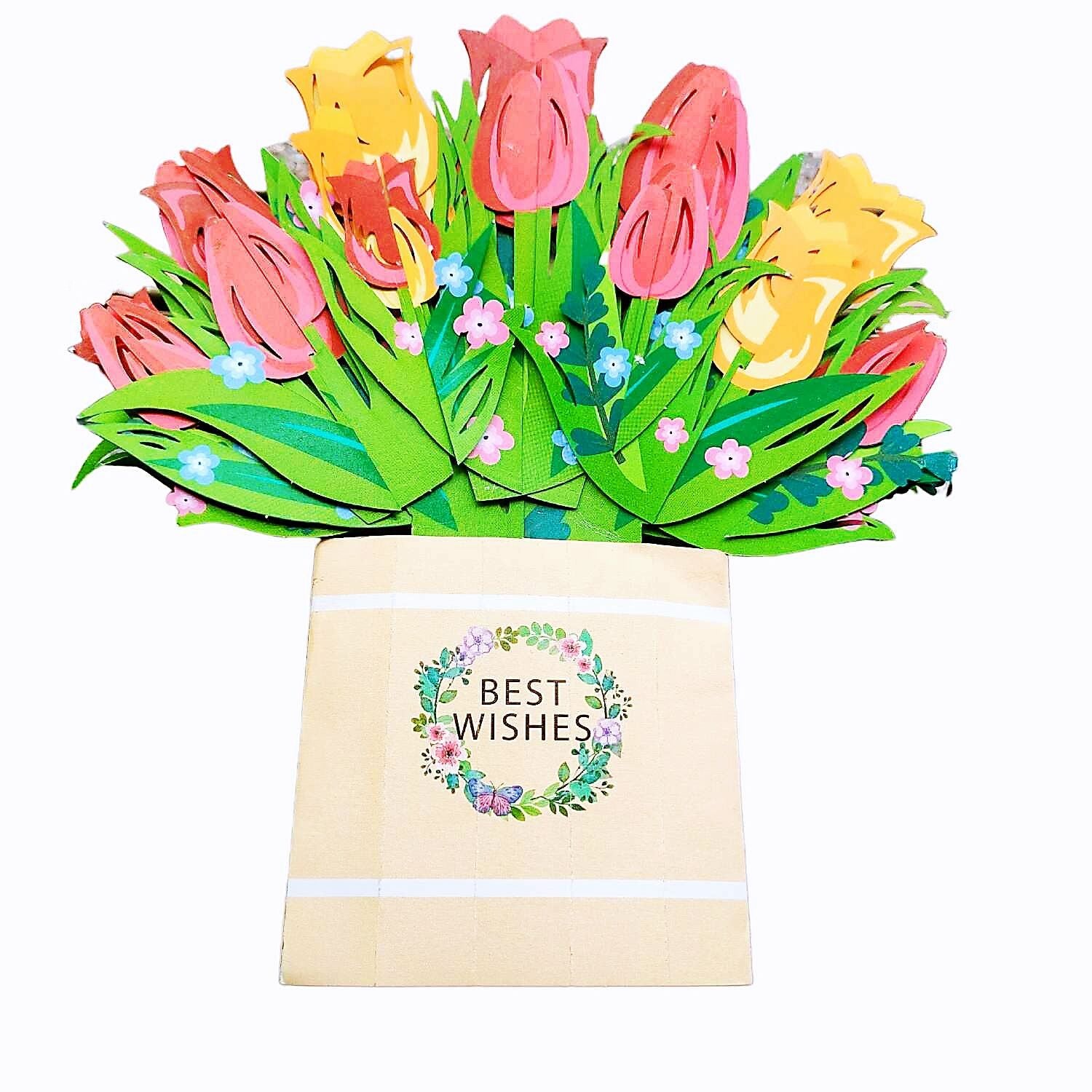 Colourful Standing Bouquet Pop Up Card - 4 Styles