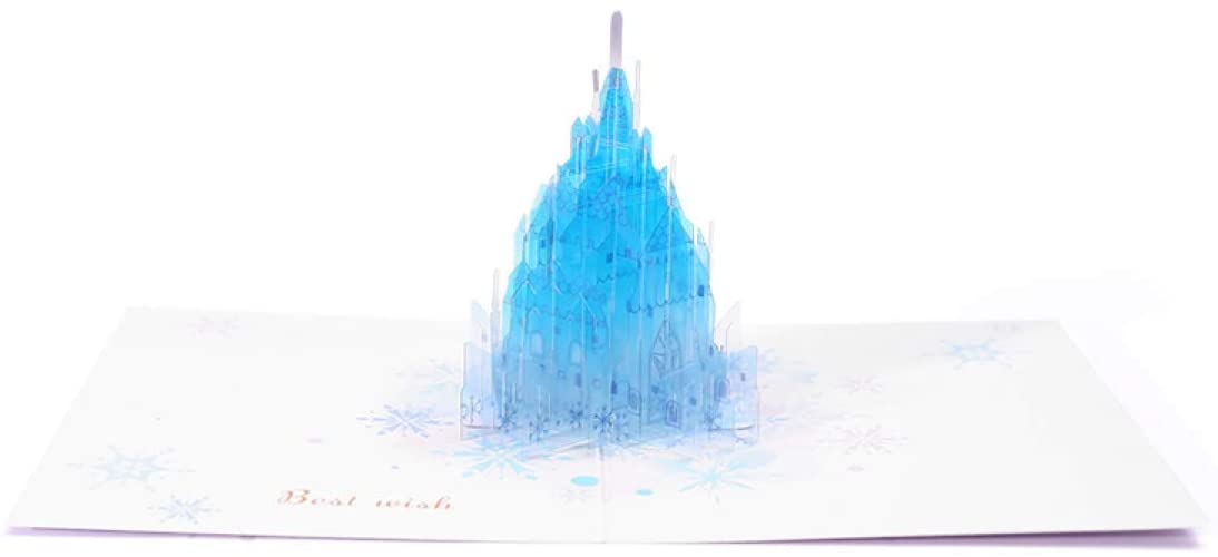 Blue Crystal Castle Pop Up Card - Best Wishes - Q&T 3D Cards and Envelopes