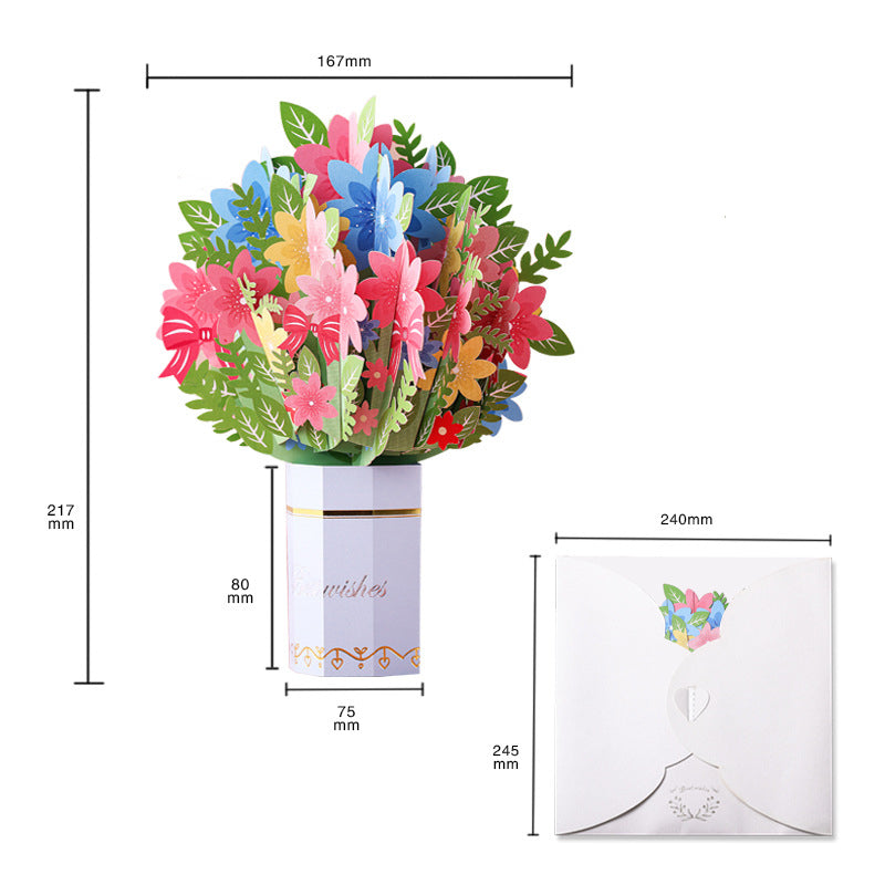 Colourful Standing Bouquet Pop Up Card - 4 Styles