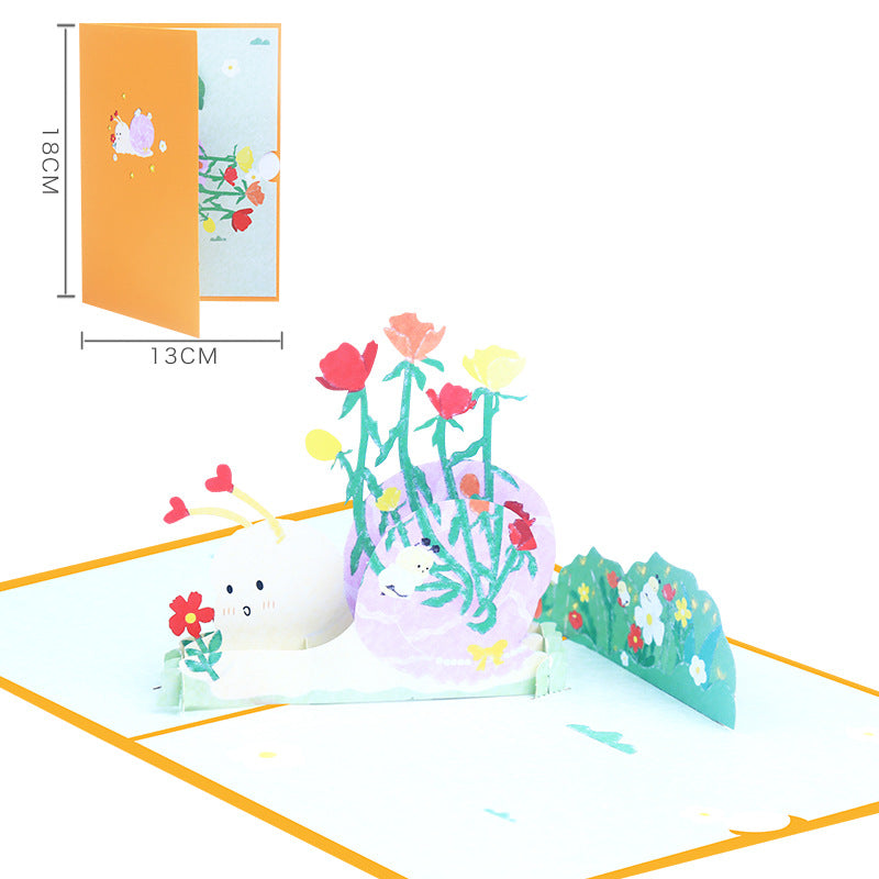 Baby Snail Pop Up Card | 3D Card | Birthday | First Birthday | Child Painiting Style